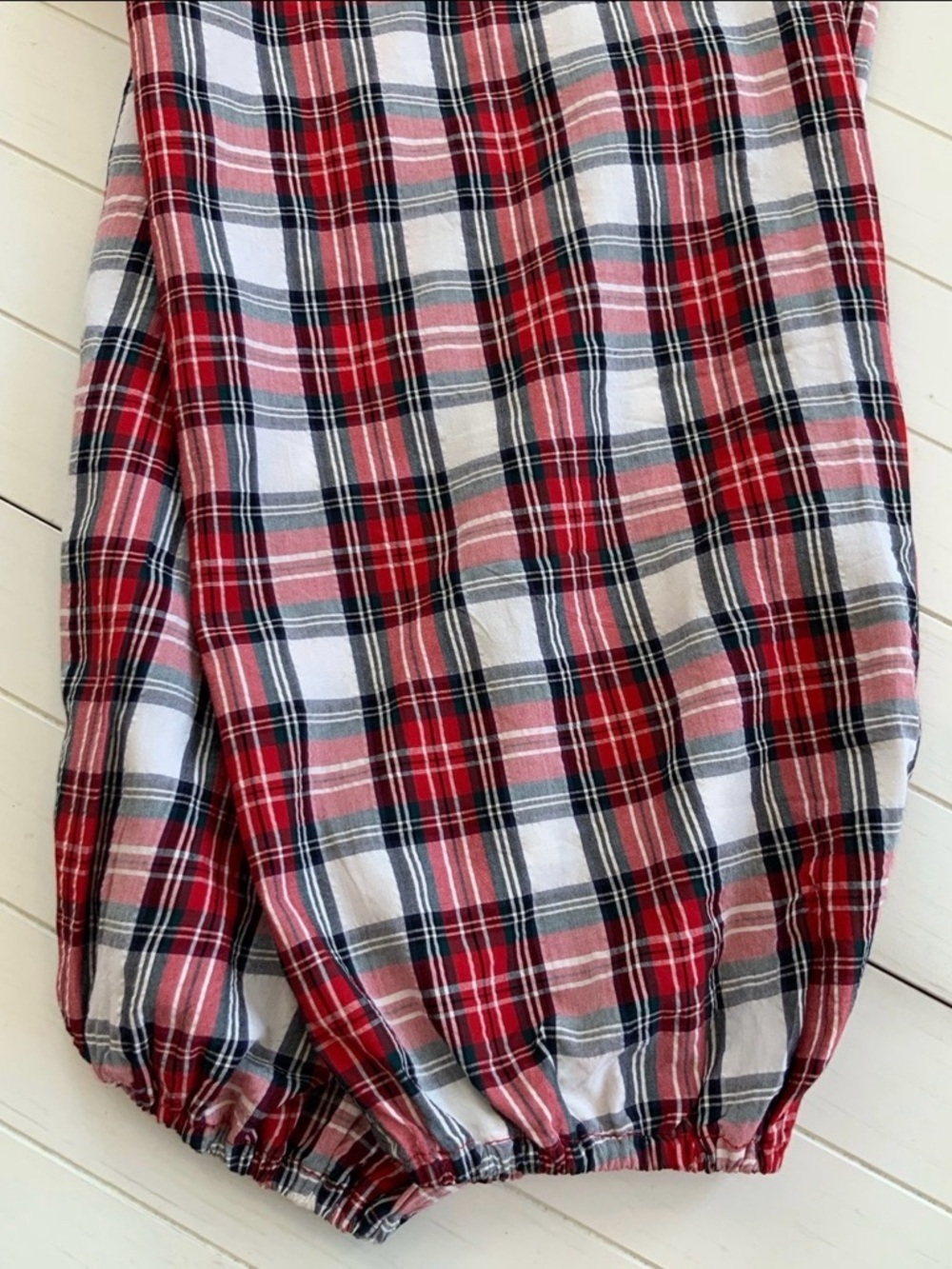 Old Navy Red Plaid Blouse XL Split Neck Seersucker Popover Preppy Holiday - Picture 4 of 7